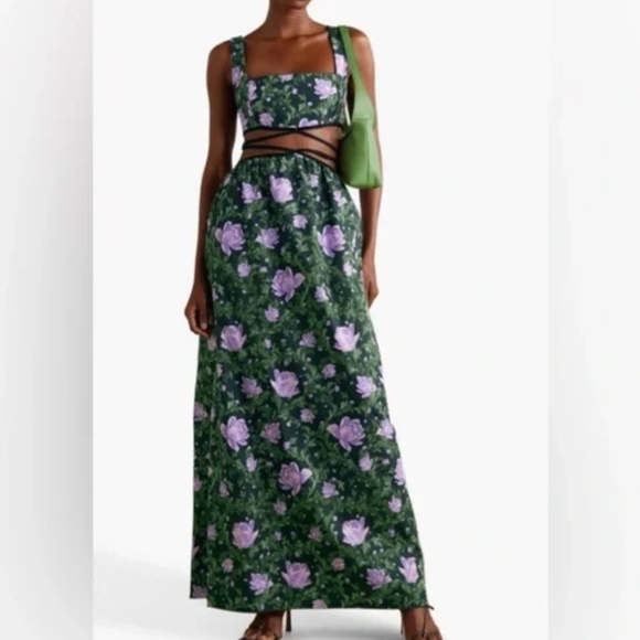 Agua Bendita Green and Purple Floral Dress - Picture 1 of 6
